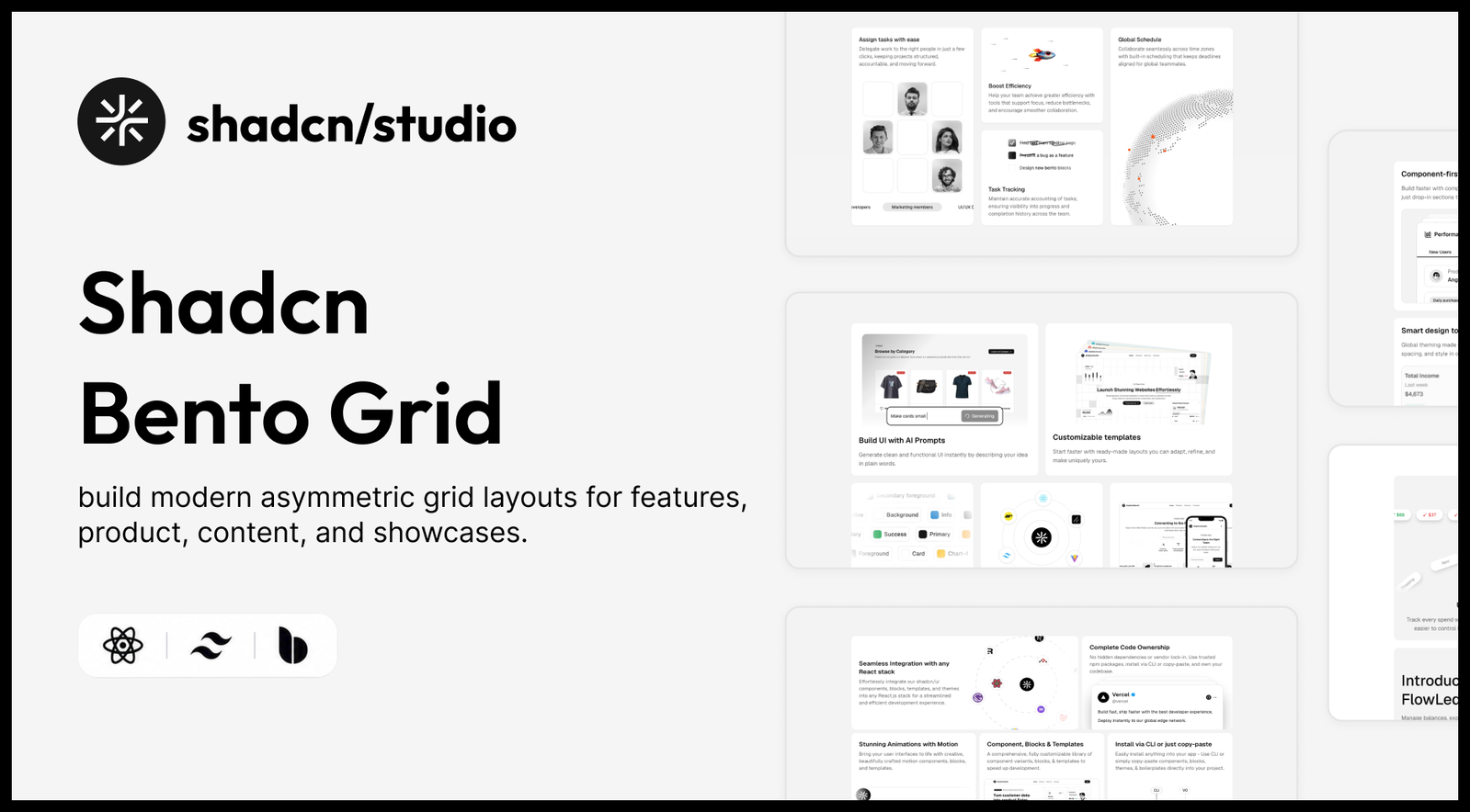 Shadcn Bento Grid : Responsive Blocks for React & Tailwind CSS